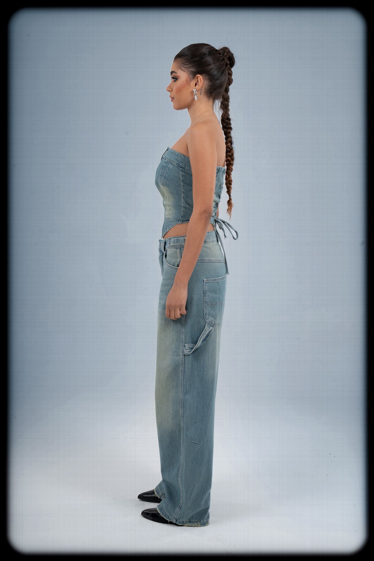 LACED UP DENIM CORSET