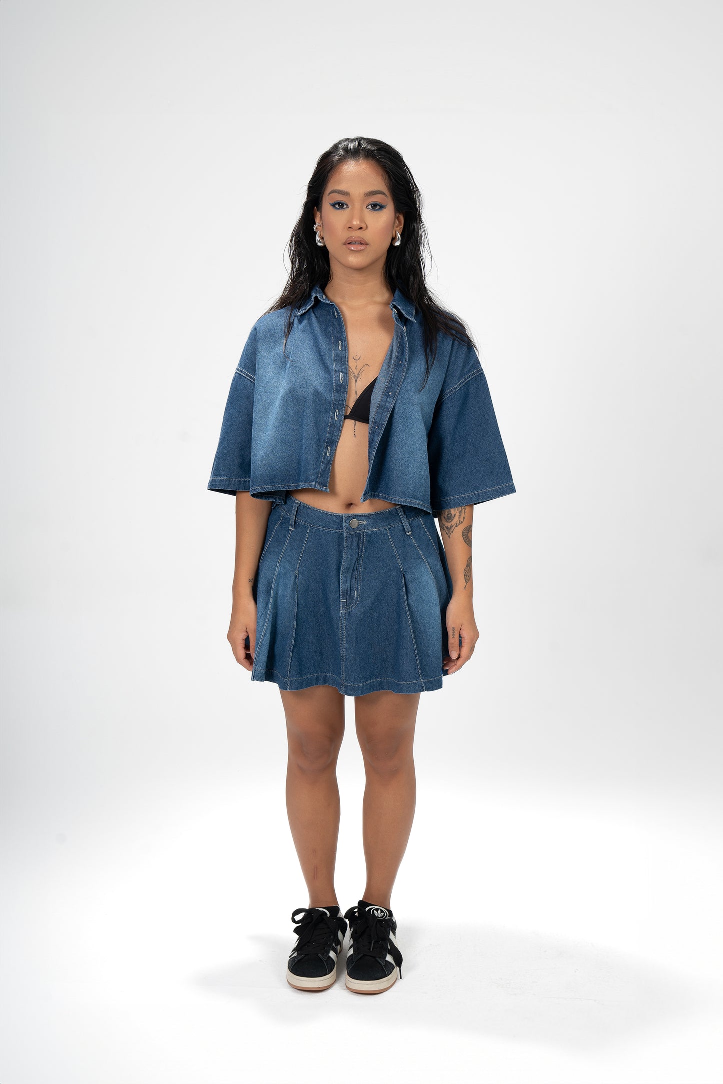 BLUEY INDIGO HALF-SLEEVES LOOSYSHIRT