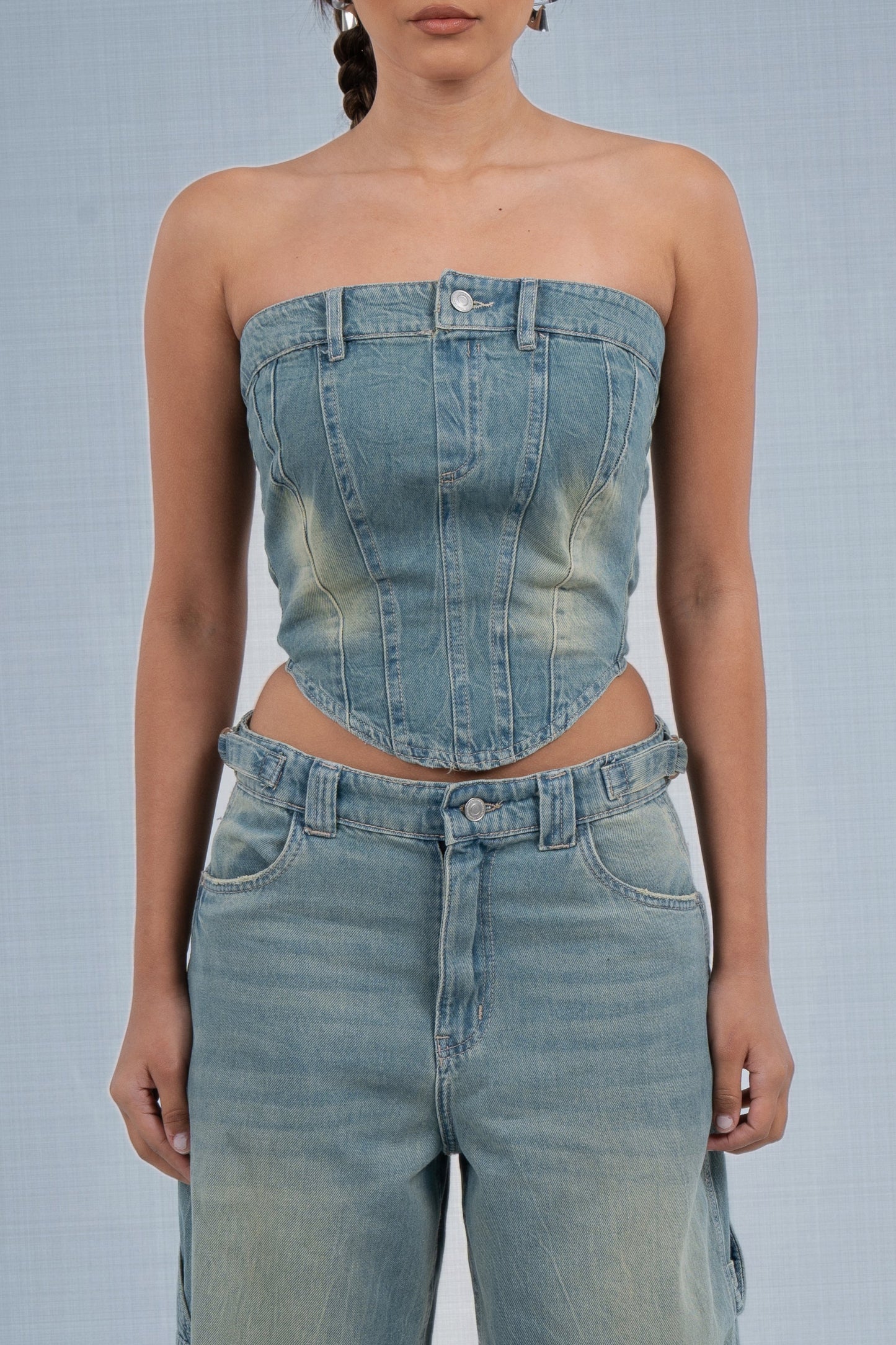 LACED UP DENIM CORSET
