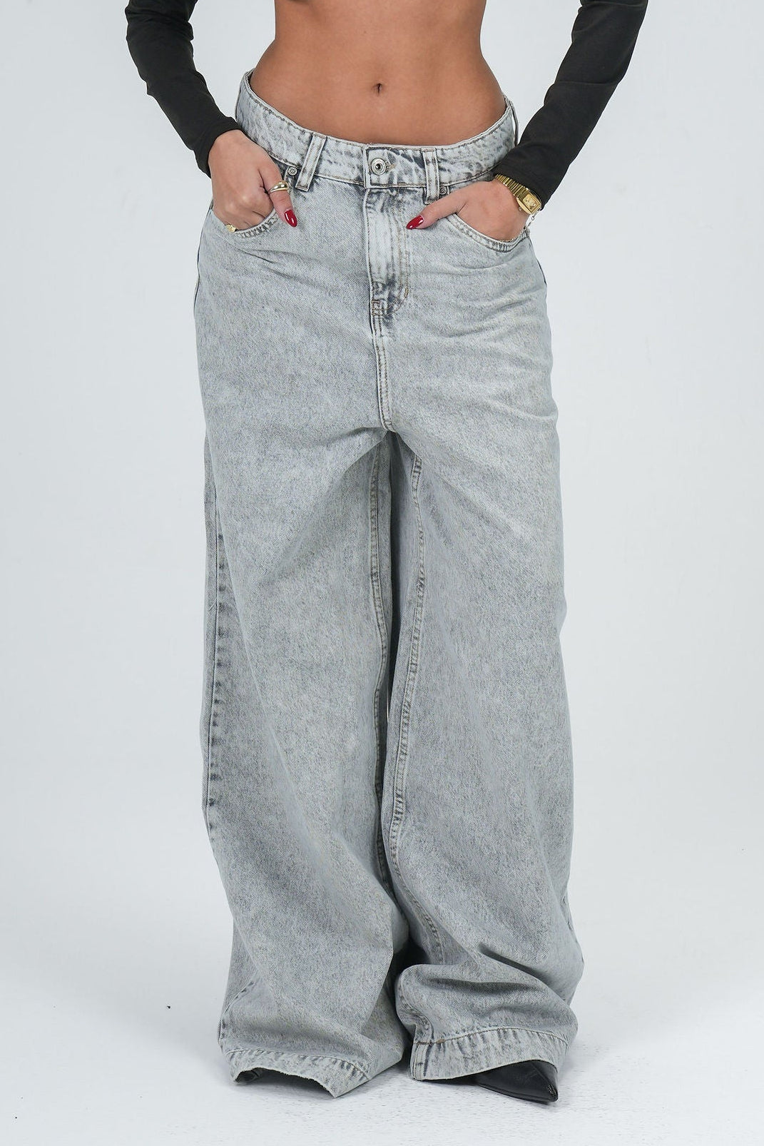 ASH-GREY WIDE JEAN